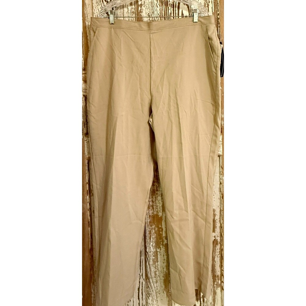 Laura Scott Flat Front Dress Pants - Perfect Khaki - Size 18 Average